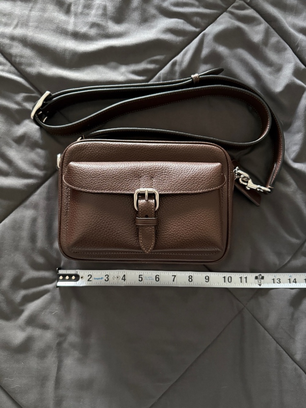 Men's Coach Warner Crossbody Brown Pebbled Leather Bag - Picture 2 of 5